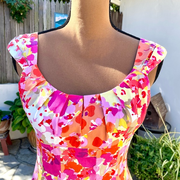 Y2K Dressbarn A-Line Fit & Flare Sleeveless Knee Length Floral Dress Pink 6P - Picture 3 of 16